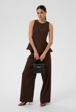 Kaffe Lima Pleated Flare top in Coffee Bean