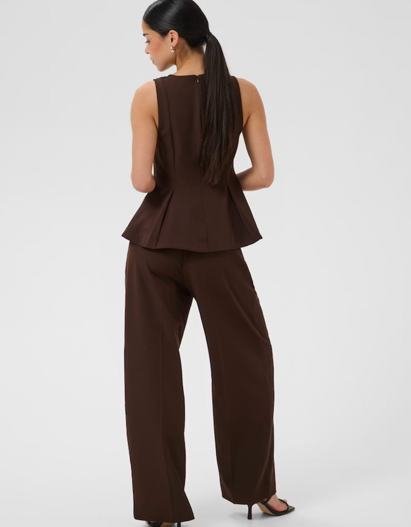 Kaffe Lima Pleated Flare top in Coffee Bean