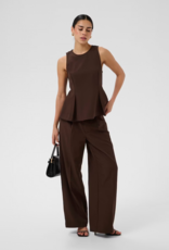 Kaffe Lima Pleated Flare top in Coffee Bean