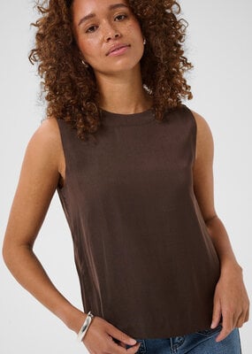 Kaffe Allie Satin Top in Coffee Bean