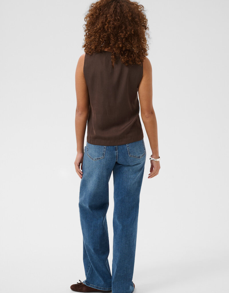 Kaffe Allie Satin Top in Coffee Bean