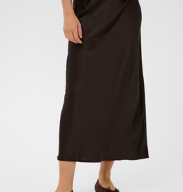 Kaffe Lotte Satin Skirt in Coffee Bean