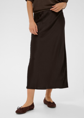 Kaffe Lotte Satin Skirt in Coffee Bean