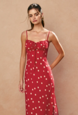 Dress Forum Milkmaid Polka Dot Ruched Bust Midi Dress