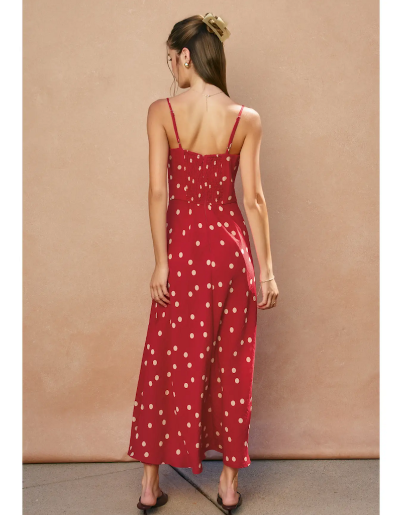 Dress Forum Milkmaid Polka Dot Ruched Bust Midi Dress