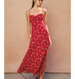Dress Forum Milkmaid Polka Dot Ruched Bust Midi Dress