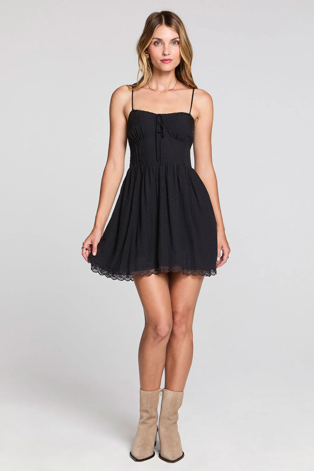 Zurina Mini Dress With Lace Detial - Adorn Boutique