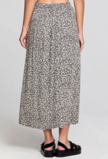 Saltwater Luxe Nolla Button Up Midi Skirt In Black and White Floral