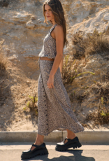 Saltwater Luxe Nolla Button Up Midi Skirt In Black and White Floral