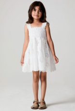 Saltwater Luxe Kids Kayler Mini Dress with Seashell Eyelet Design in Salt White