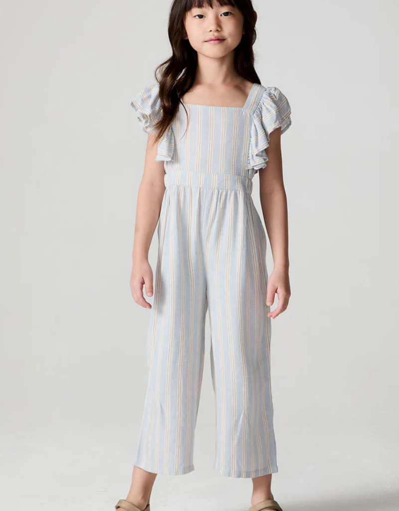 Saltwater Luxe Kids Lucca Linen Blend Jumper in Blue Stripe
