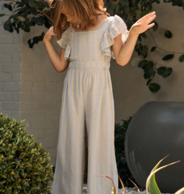 Saltwater Luxe Kids Lucca Linen Blend Jumper in Blue Stripe