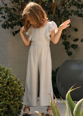 Saltwater Luxe Kids Lucca Linen Blend Jumper in Blue Stripe