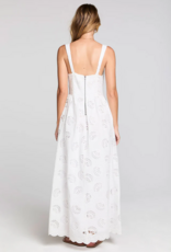 Saltwater Luxe Haley Midi Dress Dress with Seashell Eyelet Design in Salt White