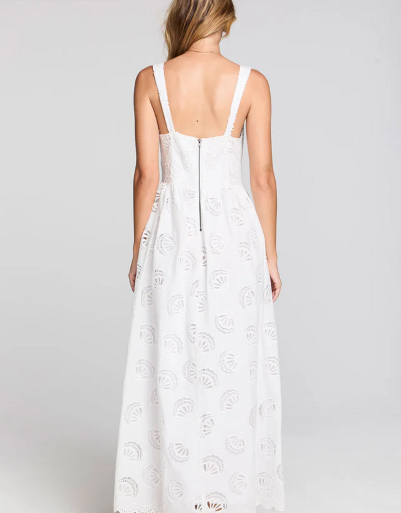 Saltwater Luxe Haley Midi Dress Dress with Seashell Eyelet Design in Salt White