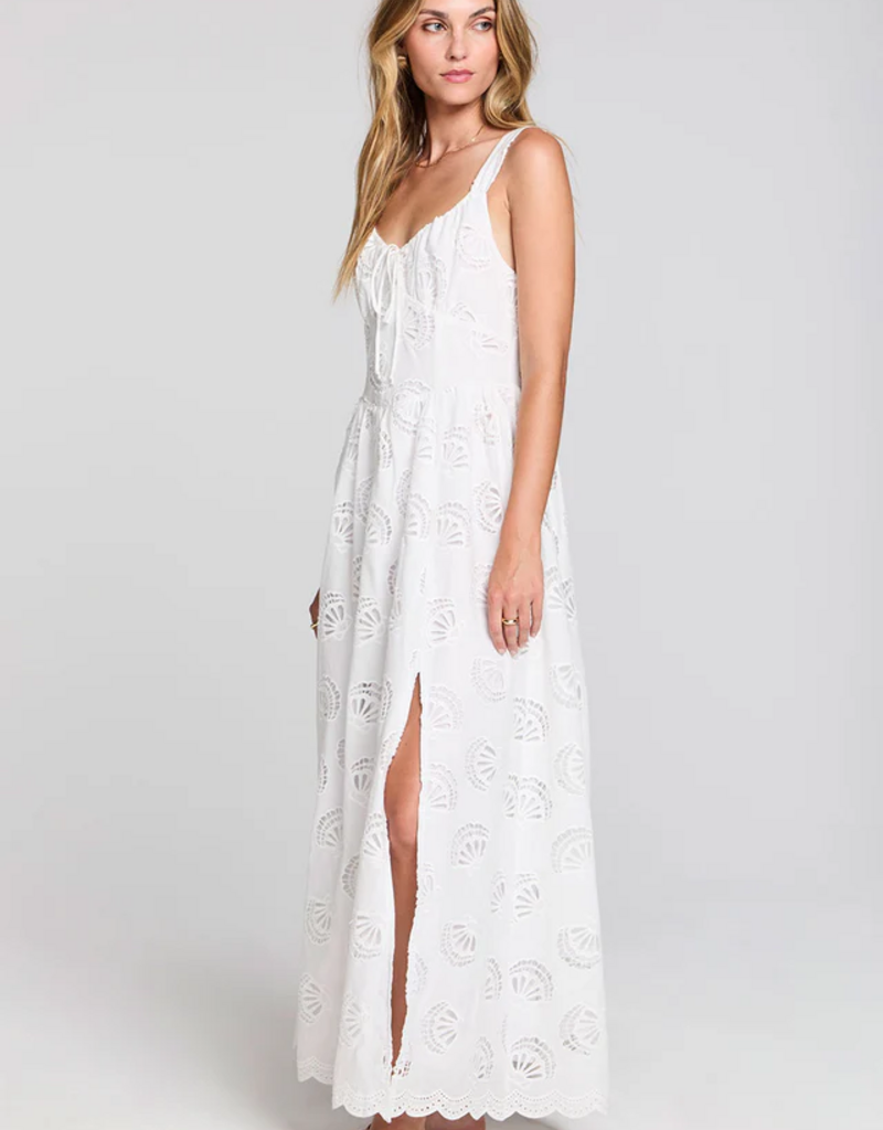 Saltwater Luxe Haley Midi Dress Dress with Seashell Eyelet Design in Salt White
