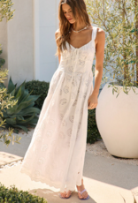 Saltwater Luxe Haley Midi Dress Dress with Seashell Eyelet Design in Salt White