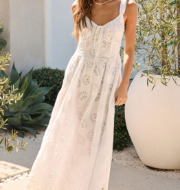 Saltwater Luxe Haley Midi Dress Dress with Seashell Eyelet Design in Salt White
