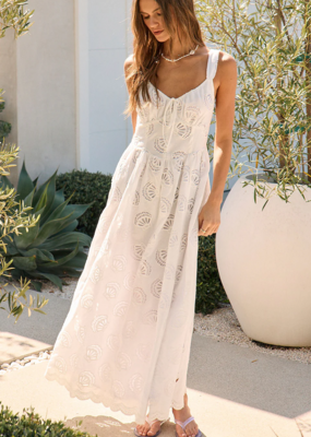 Saltwater Luxe Haley Midi Dress Dress with Seashell Eyelet Design in Salt White