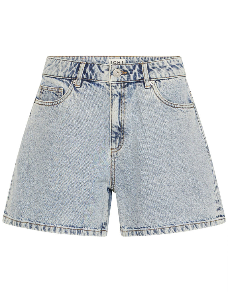 ICHI Aveny Cotton Shorts in Light Blue Denim