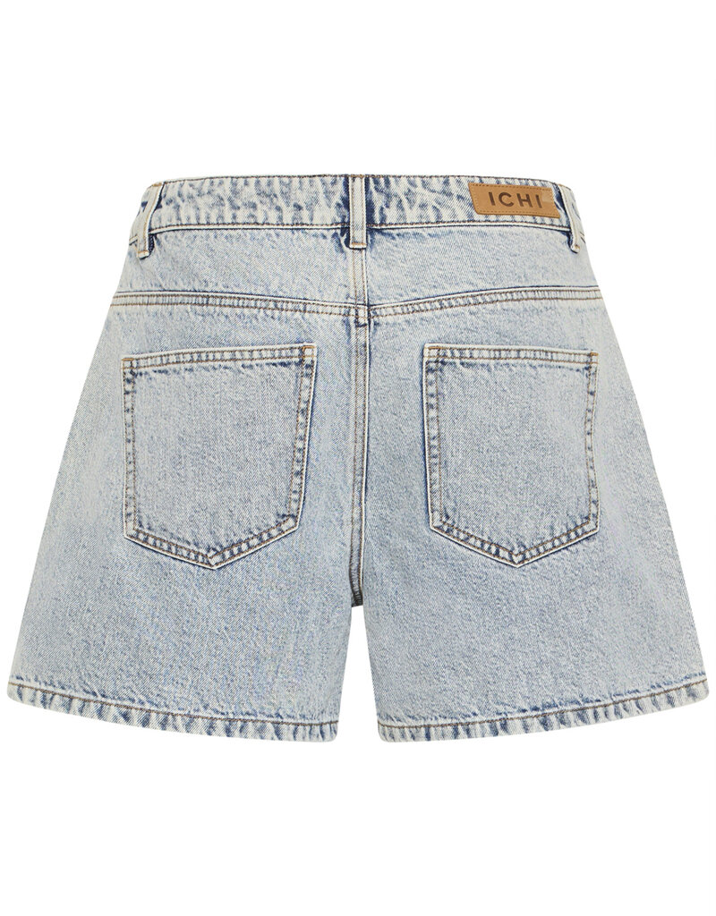 ICHI Aveny Cotton Shorts in Light Blue Denim