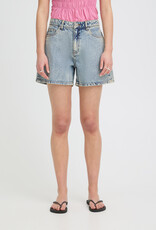 ICHI Aveny Cotton Shorts in Light Blue Denim