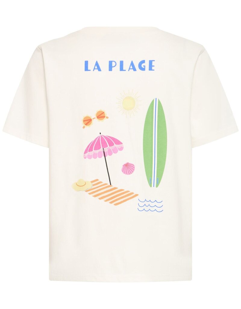 ICHI Balmers 100% Cotton Graphic T-Shirt in Cloud Dancer