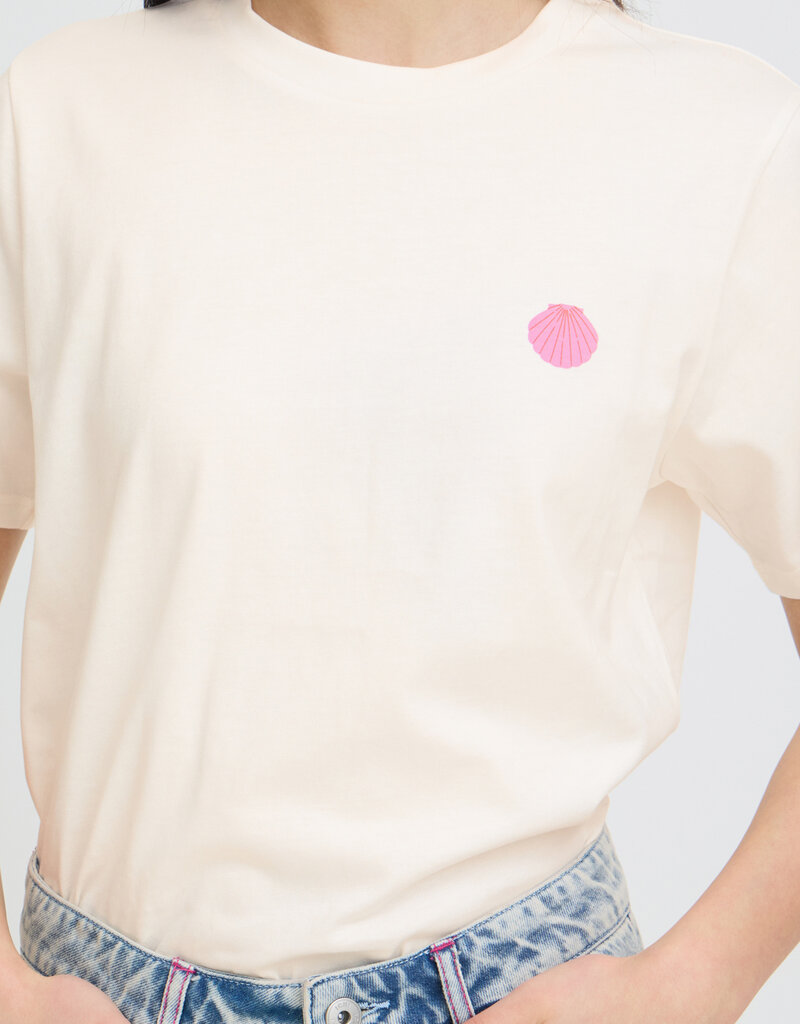 ICHI Balmers 100% Cotton Graphic T-Shirt in Cloud Dancer