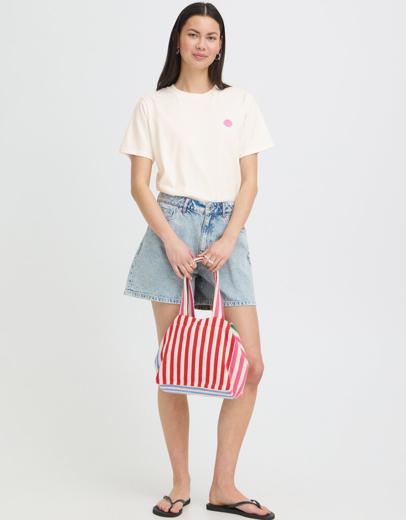 ICHI Balmers 100% Cotton Graphic T-Shirt in Cloud Dancer
