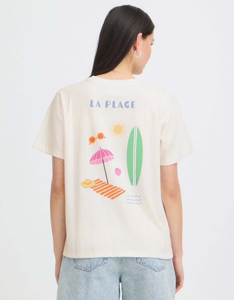 ICHI Balmers 100% Cotton Graphic T-Shirt in Cloud Dancer