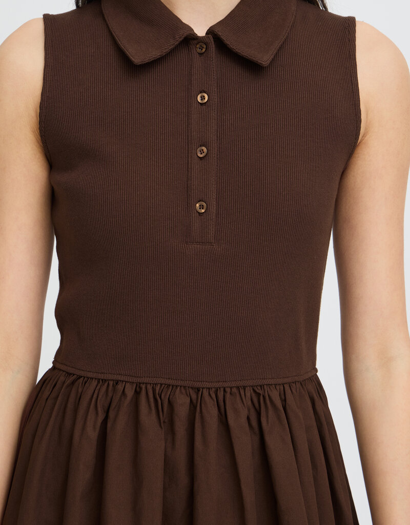 ICHI Monna Polo Neck Dress in Chicory Coffee Brown