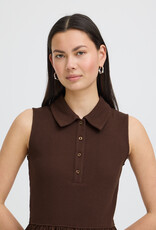 ICHI Monna Polo Neck Dress in Chicory Coffee Brown