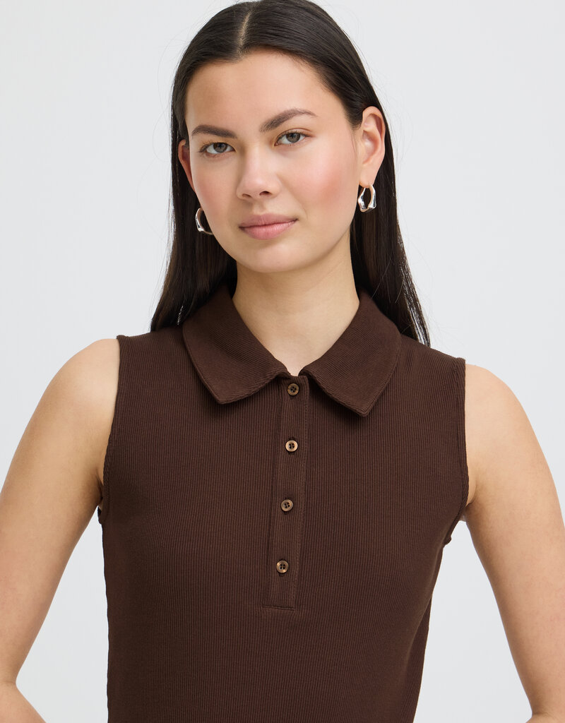 ICHI Monna Polo Neck Dress in Chicory Coffee Brown