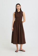 ICHI Monna Polo Neck Dress in Chicory Coffee Brown