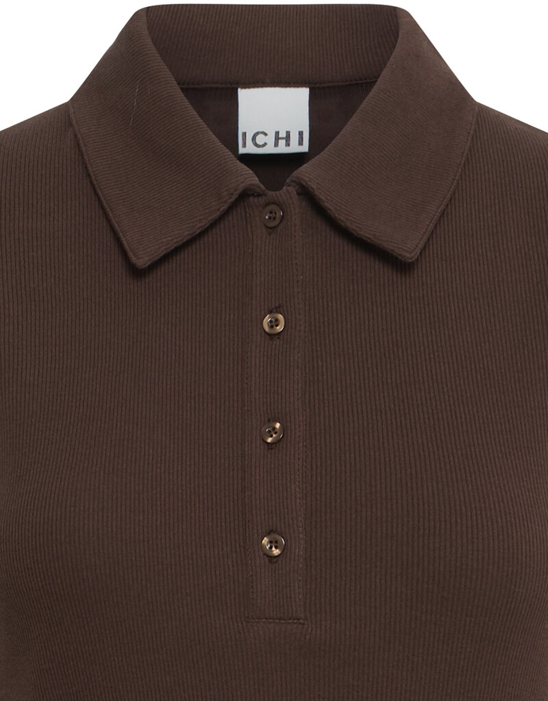 ICHI Monna Polo Neck Dress in Chicory Coffee Brown
