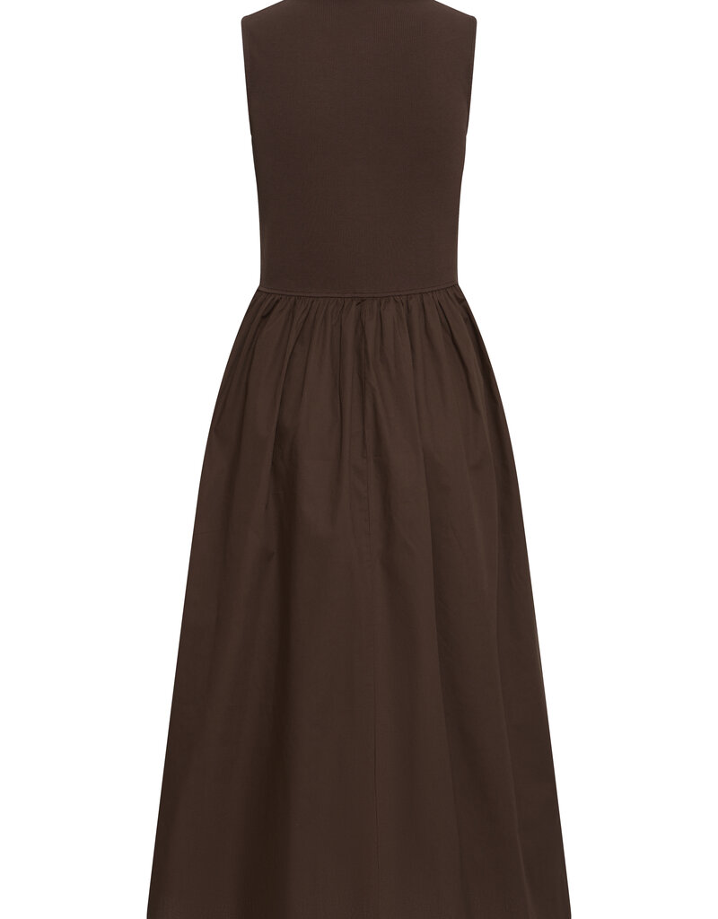 ICHI Monna Polo Neck Dress in Chicory Coffee Brown