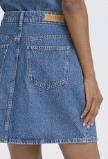 ICHI Pamila Denim Skirt with Buttons in Medium Blue