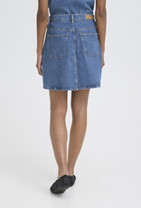 ICHI Pamila Denim Skirt with Buttons in Medium Blue