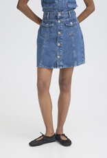 ICHI Pamila Denim Skirt with Buttons in Medium Blue
