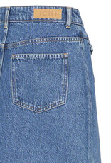 ICHI Pamila Denim Skirt with Buttons in Medium Blue