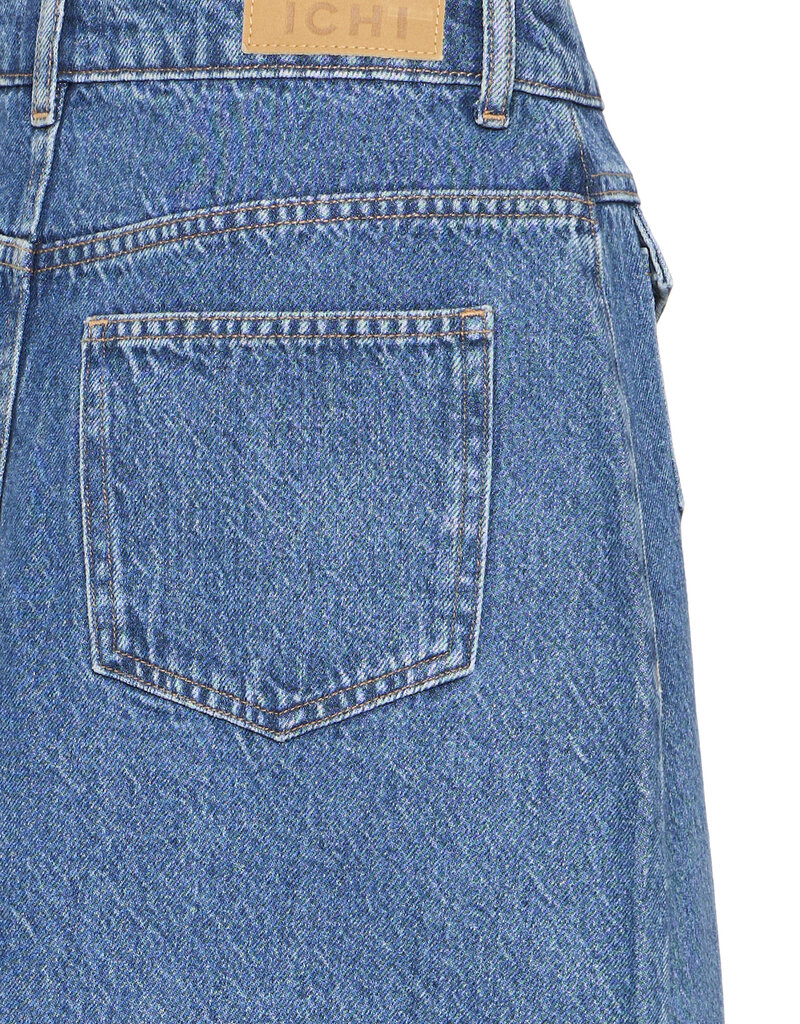 ICHI Pamila Denim Skirt with Buttons in Medium Blue