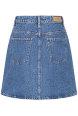 ICHI Pamila Denim Skirt with Buttons in Medium Blue
