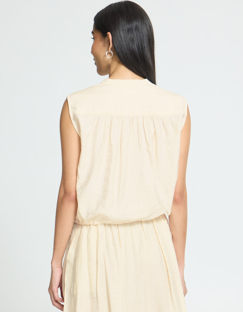 ICHI Elvias Sleeveless Waist Tie Shirt in Birch