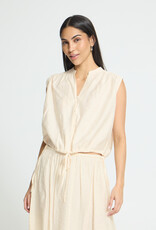 ICHI Elvias Sleeveless Waist Tie Shirt in Birch