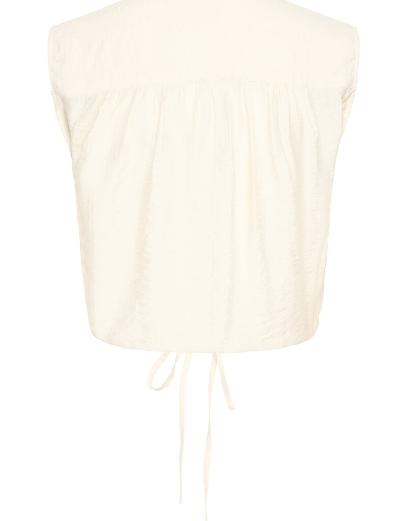 ICHI Elvias Sleeveless Waist Tie Shirt in Birch