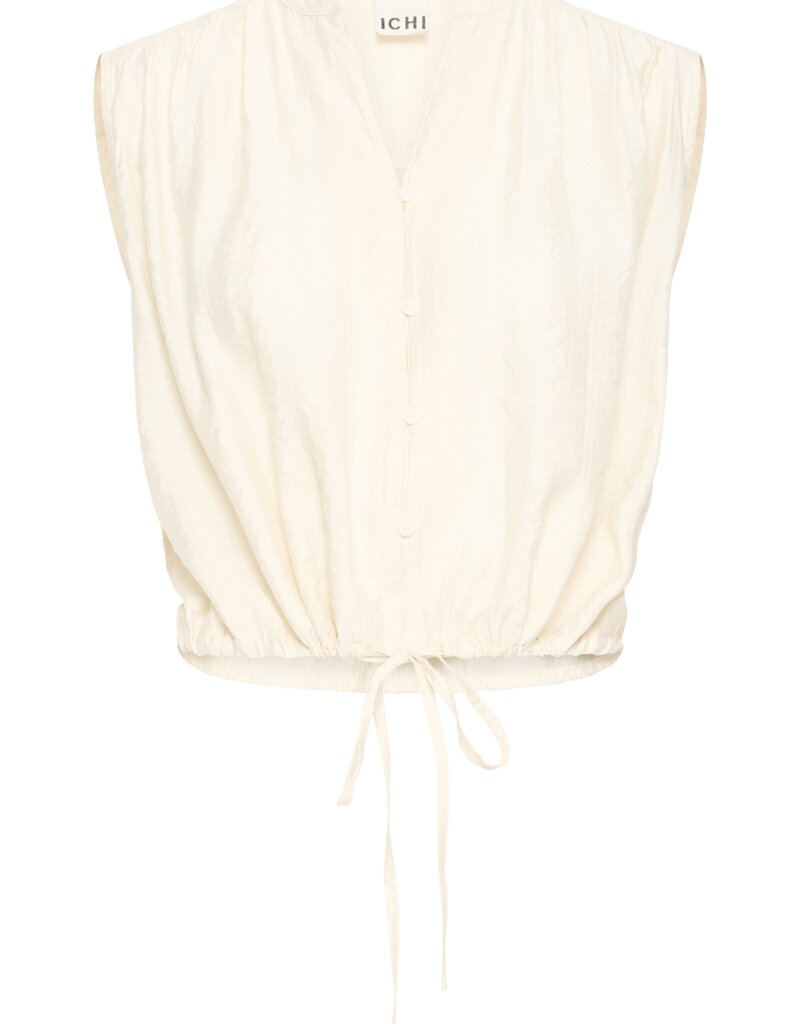 ICHI Elvias Sleeveless Waist Tie Shirt in Birch