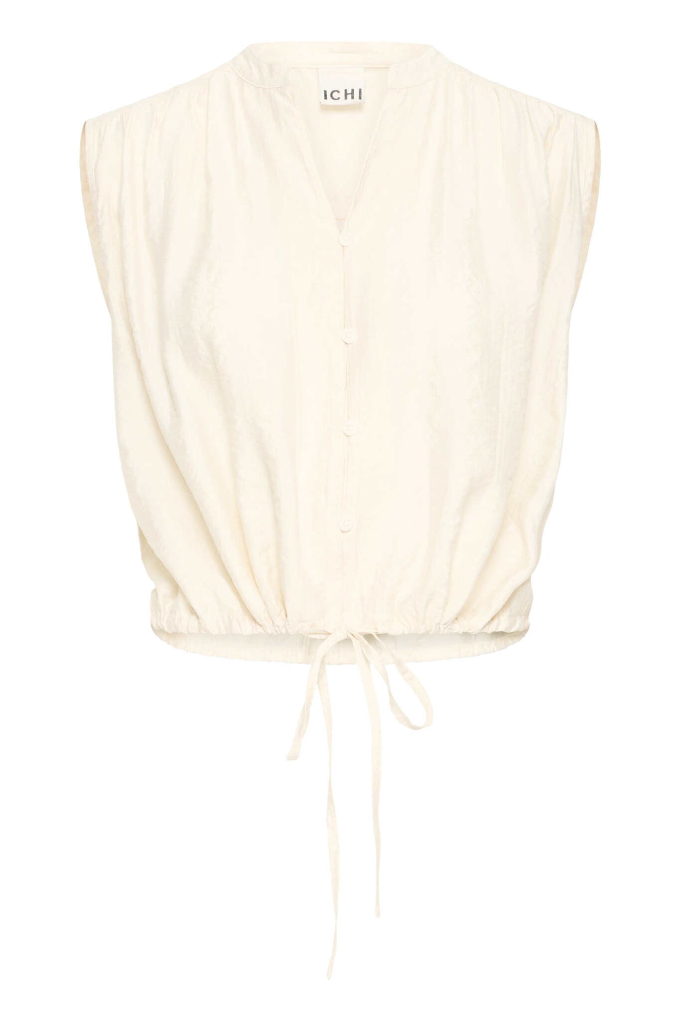 Elvias Sleeveless Waist Tie Shirt in Birch - Adorn Boutique