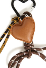 ICHI Lea Heart Bag Charm in Chicory Coffee
