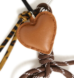 ICHI Lea Heart Bag Charm in Chicory Coffee