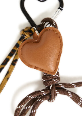 ICHI Lea Heart Bag Charm in Chicory Coffee